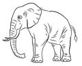 In the animal world. Image of an elephant. Black and white drawing, coloring. Royalty Free Stock Photo
